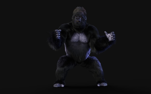 3D rendering of gorilla on dark background