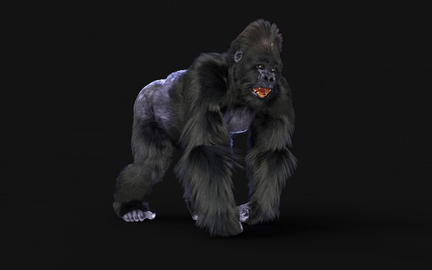 3D rendering of gorilla on dark background