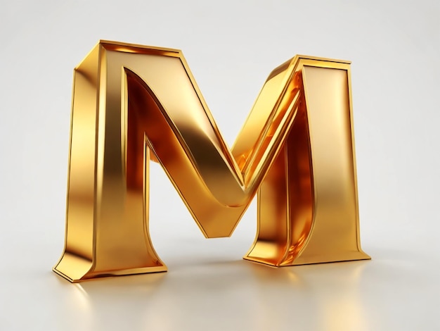 3D-rendering gouden kleur alfabet of letter M