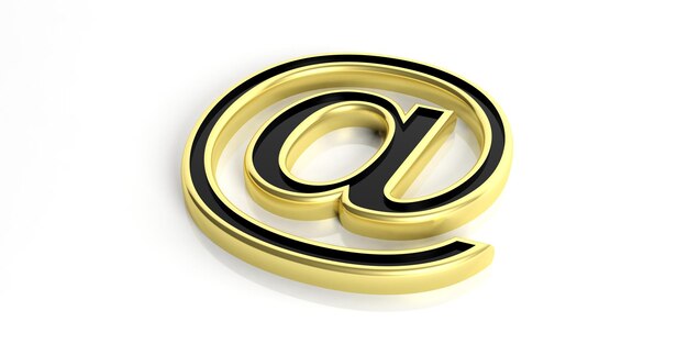 3D-rendering gouden mail symbool op witte achtergrond