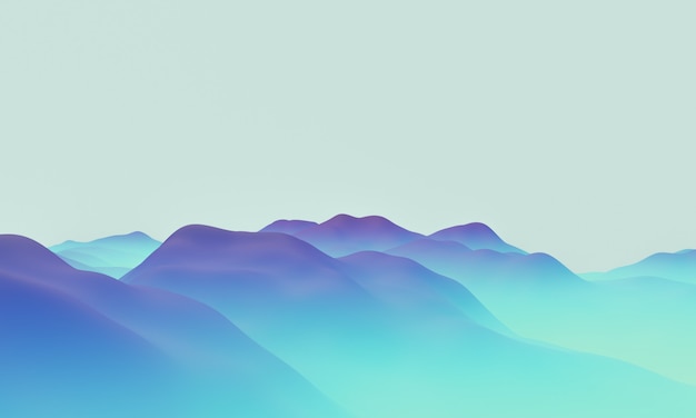 3D rendering of gradient blue topographic terrain