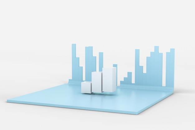 3d rendering graph chart background business graph