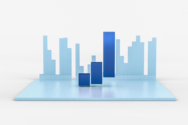 3d rendering graph chart background business graph