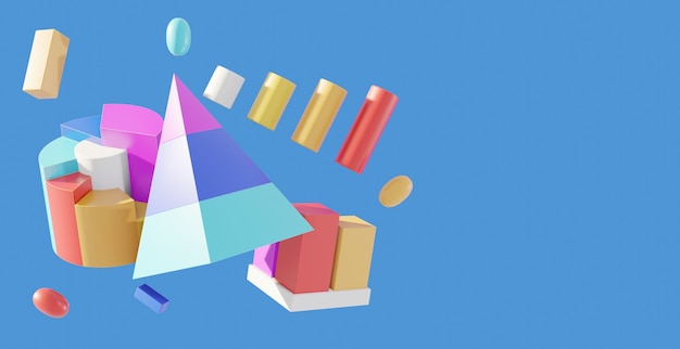 3d rendering of graphs or diagram elements set