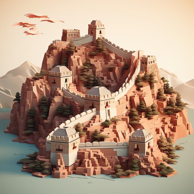 3d rendering of The Great Wall of China