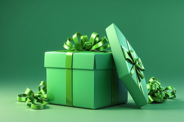 3d rendering of green gift box