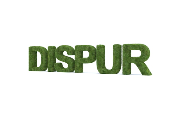 3d rendering of green grass dispur word isolated 