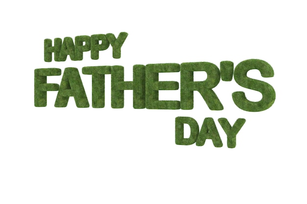 3d rendering of green grass happy fathers day word isolated 