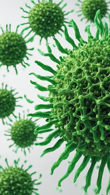 3d rendering green virus on white background for medical uses