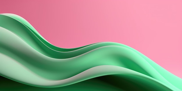 3d rendering of green waved paper