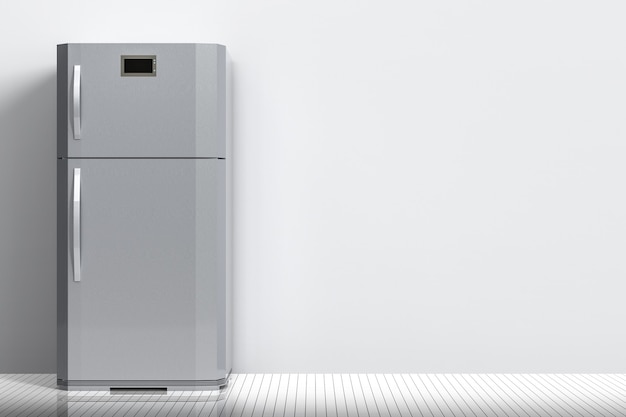 3d rendering grey fridge with blank space