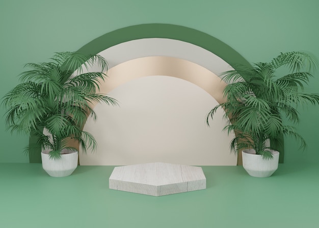 3D-rendering Groene pastel display podium productstandaard