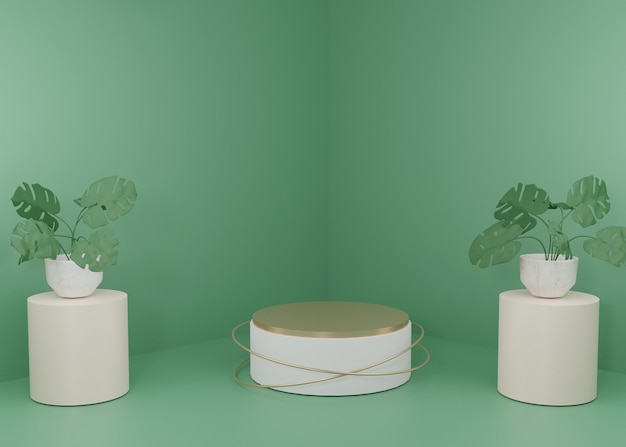 3D-rendering Groene pastel display podium productstandaard