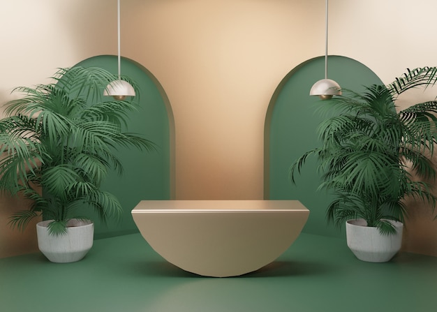 3D-rendering Groene pastel display podium productstandaard