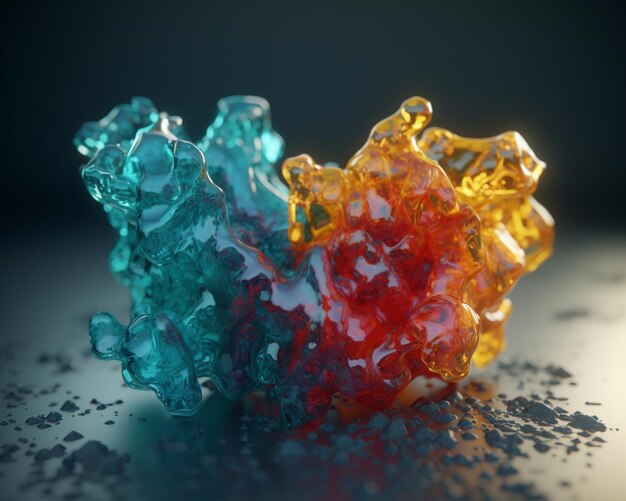 A 3d rendering of gummy bears with a blue background