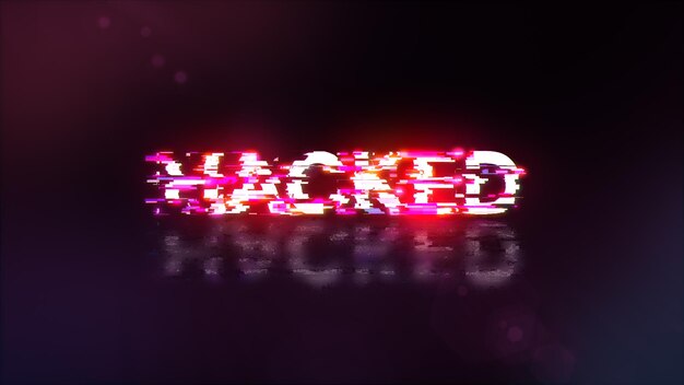 3D rendering hacked text with screen effects of technological glitches