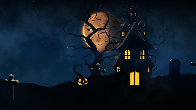 3D-rendering Halloween achtergrond