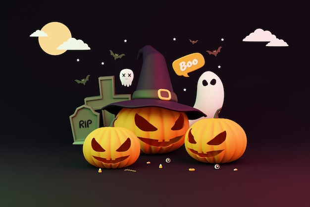 3D-rendering Halloween achtergrond