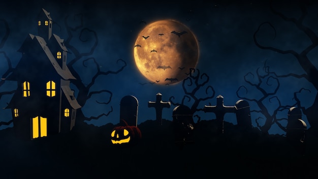 Photo 3d rendering halloween background