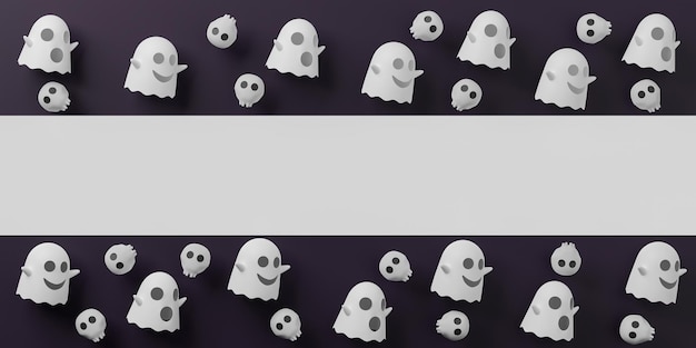 3d rendering Halloween day banner illustration with copy space for text or message