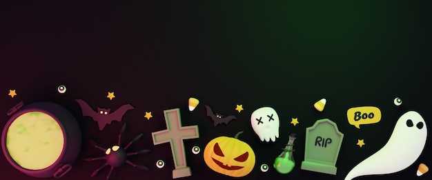 3D-rendering Halloween-feestelement, spookachtig