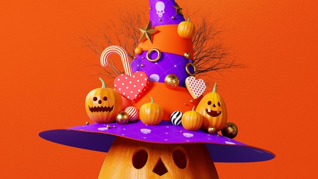 3d rendering halloween pumpkin background, beautiful pumpkin head decoration, orange rough texture