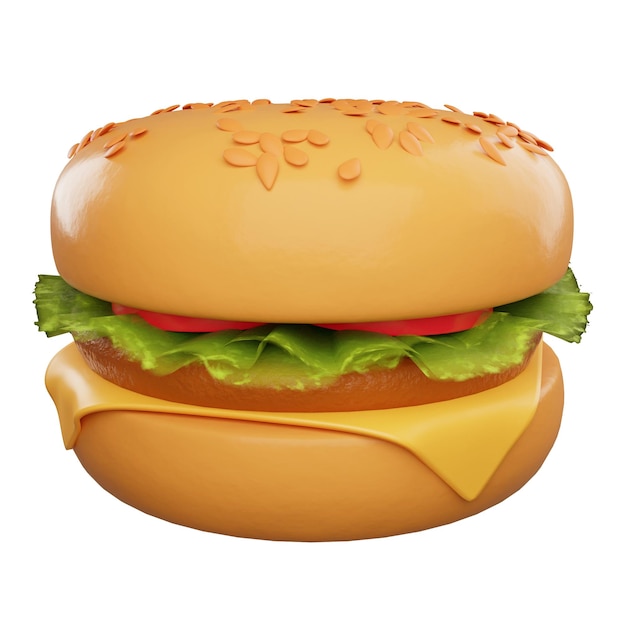 3D-rendering hamburger op witte achtergrond
