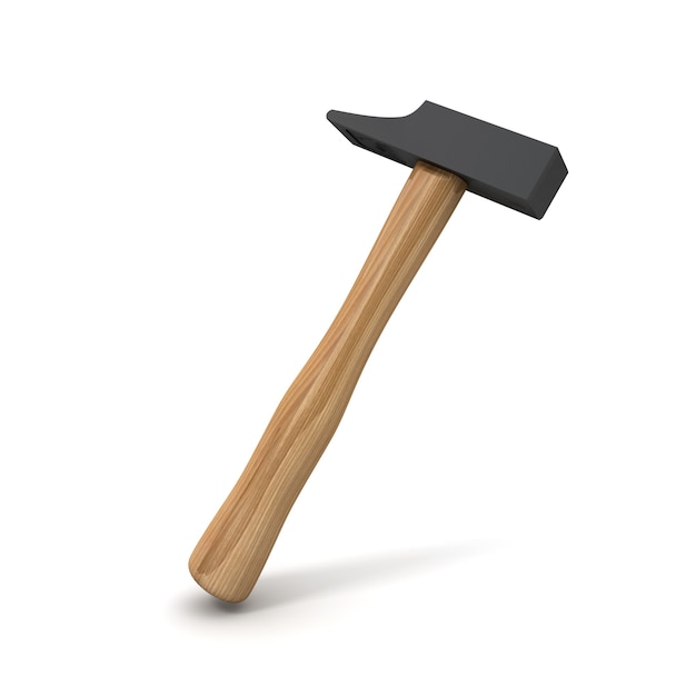 3D rendering of a hammer on a white background