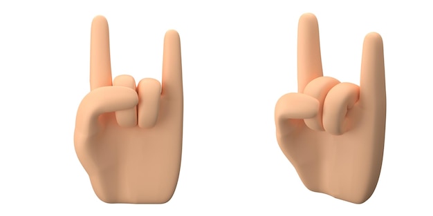 3d rendering of hand with finger pose make cool finger gesture suitable to emoticon assets or icons