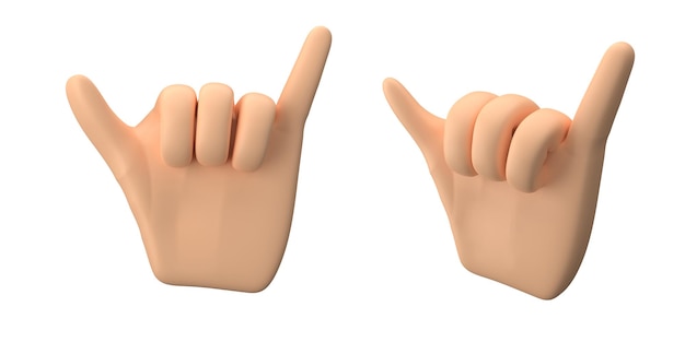 3d rendering of hand with finger pose make cool finger gesture suitable to emoticon assets or icons