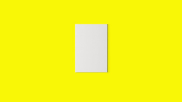 3d rendering hanging empty blank white canvas isolated on yellow background