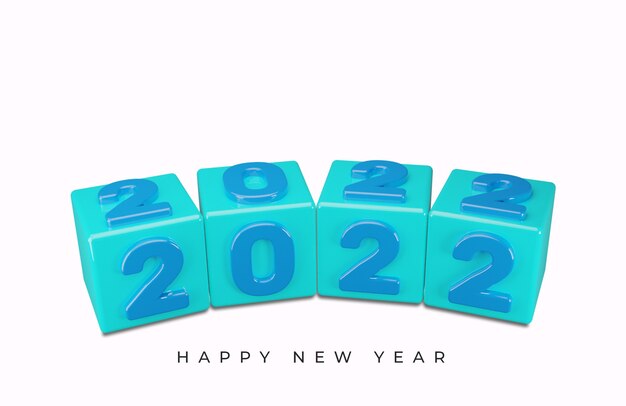 3d rendering of Happy new year 2022 text effect