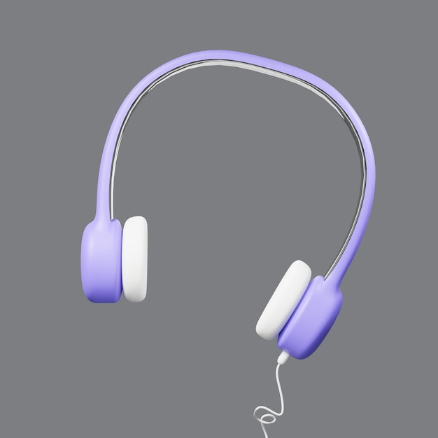 3d rendering of headphone icon on clean background for mock up and web banner Cartoon interface design minimal metaverse concept