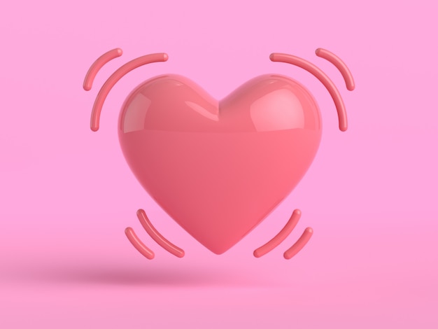 3d rendering heart shape pink background