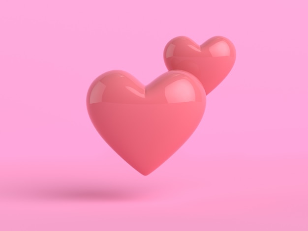 3d rendering heart shape pink background