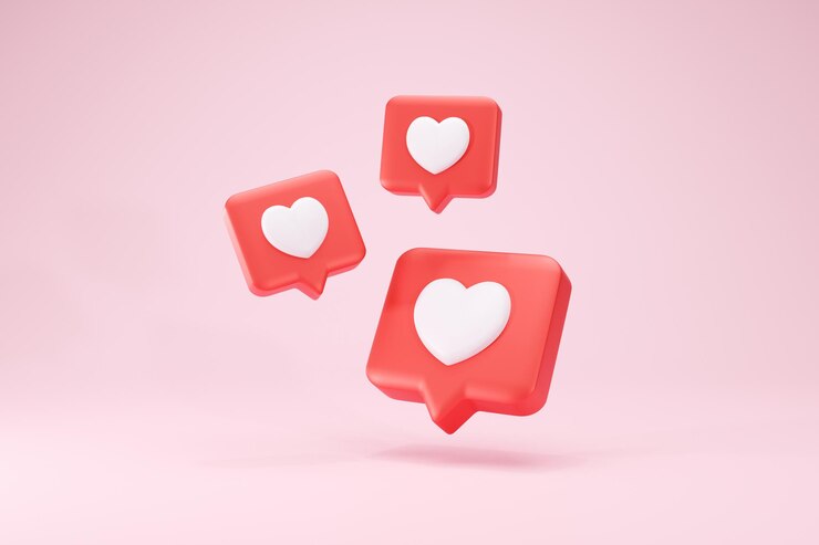 Фотография 3d-рендеринг heart textbox значок сердца love social media icon pink perspective set view