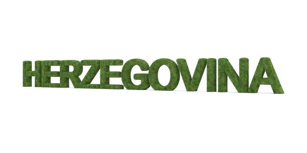 3d rendering of herzegovina word isolated on white background