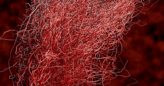 3D-rendering Het systeem veel kleine haarvaten vertakken uit de grote bloedvat.