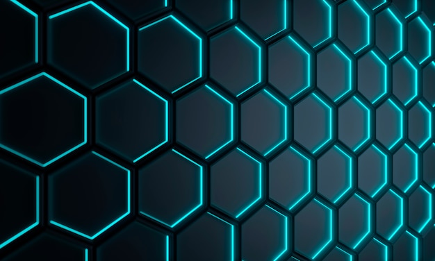 Photo 3d rendering of hexagonal texture background