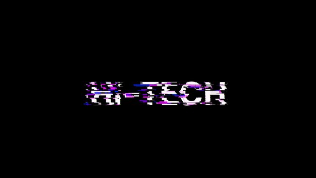 3d rendering hi tech text with screen effects of technological glitches
