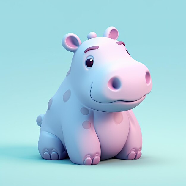 Photo 3d rendering of a hippopotamus