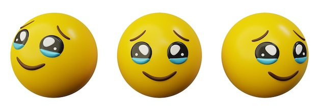 3d rendering holding back tears face emoji or yellow ball emoticon creative user interface