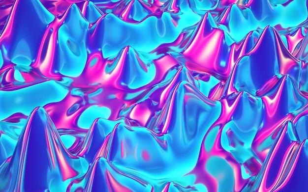 Photo 3d rendering holographic iridescent foil texture background