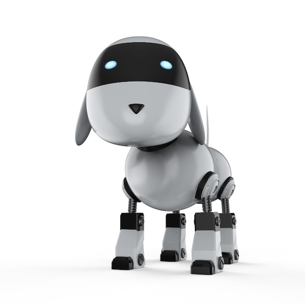 3D-rendering hond robot op witte achtergrond