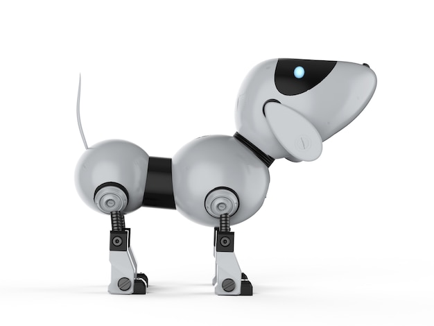 3D-rendering hond robot op witte achtergrond