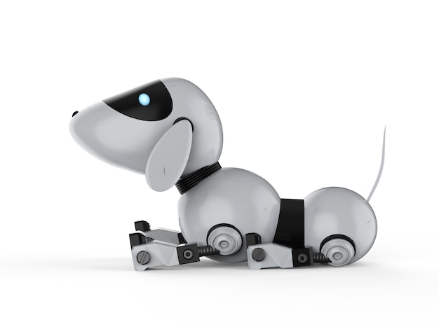 3D-rendering hond robot op witte achtergrond