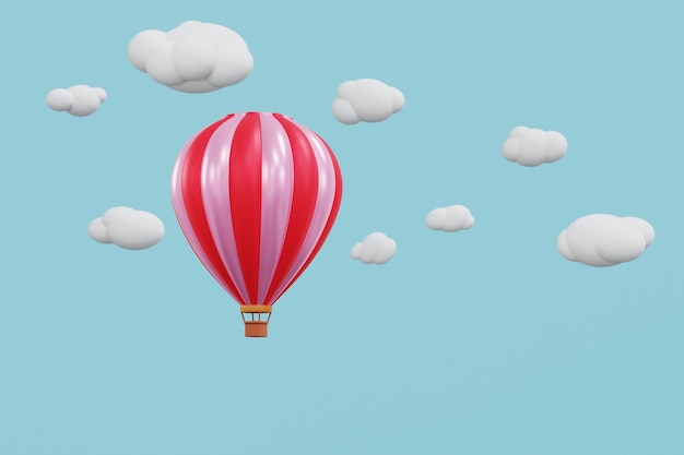 Photo 3d rendering hot air balloon floating on sky