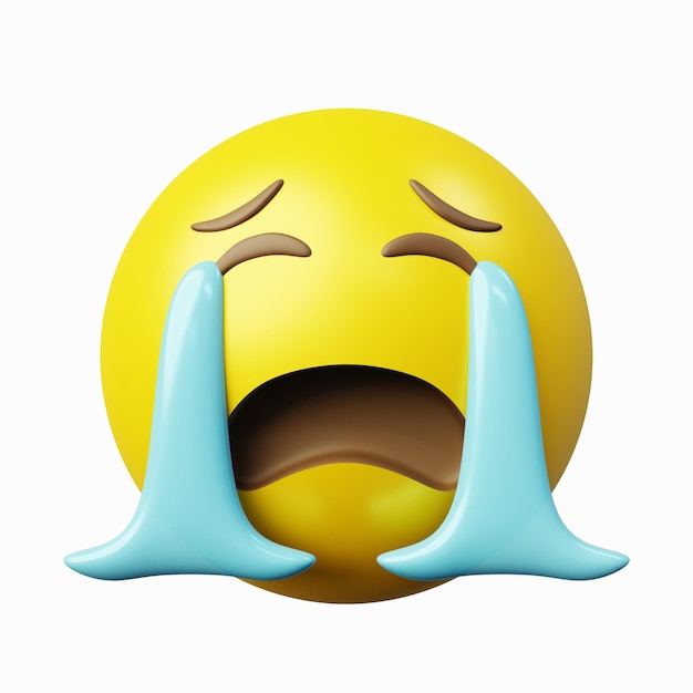 3D-rendering huilende overstroming emoji of emoticon