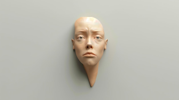 Photo 3d rendering of a human face the face is looking straight at the viewer with a neutral expression