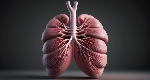 3D rendering of a human lung showcasing intricate bronchial tree structure